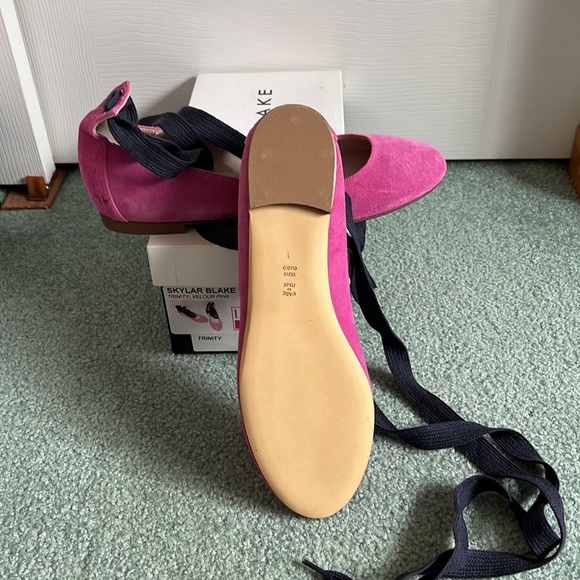 NWT! Pink flats with navy lace up - Picture 2 of 2